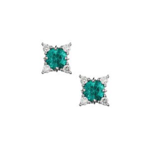 Brinco Ouro 18K Spike com Esmeralda e Diamantes
