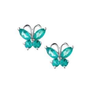 Brinco Ouro 18K Borboleta Mamma com Esmeraldas