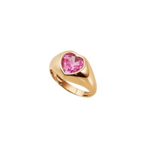 Anel Ouro 18K Love Story com Topázio Rosa